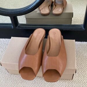 Madewell ,peep toe, brown leather mule. Size 8.5.